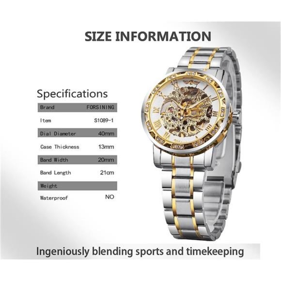 Retro Manual Mechanical Skeleton Watch with Diamond& Carving Flower, SilverWhite - Picture 4 of 6